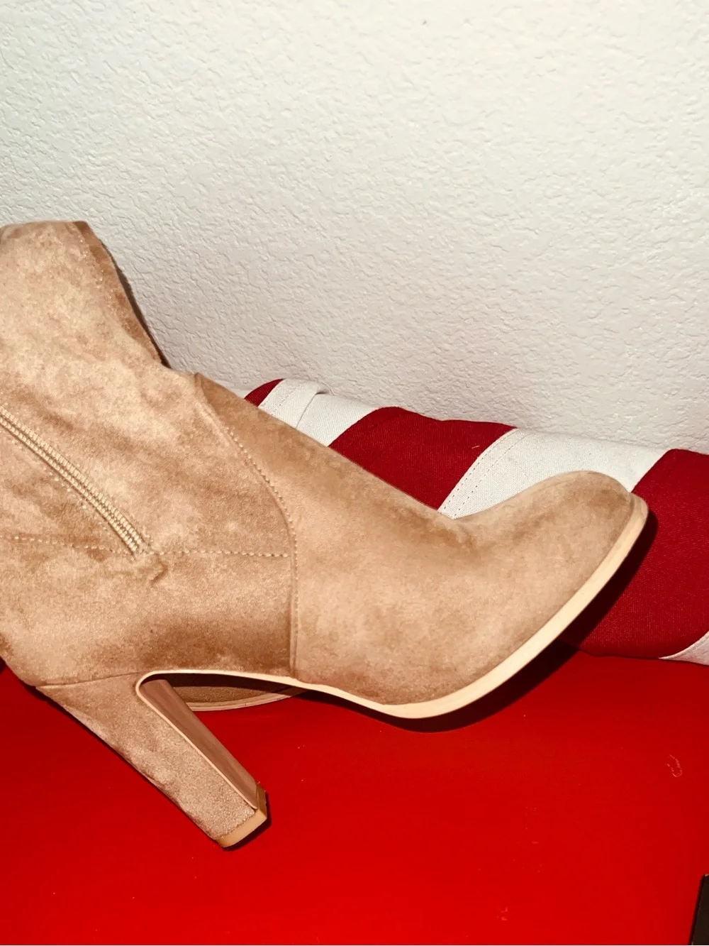 Women's Over-the-Knee Taupe Suede Block Heel Boots